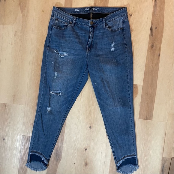 Lane Bryant Denim - Lane Bryant Ankle Skinny Raw Hem Jeans Women’s Size 18 Blue Denim Stretch